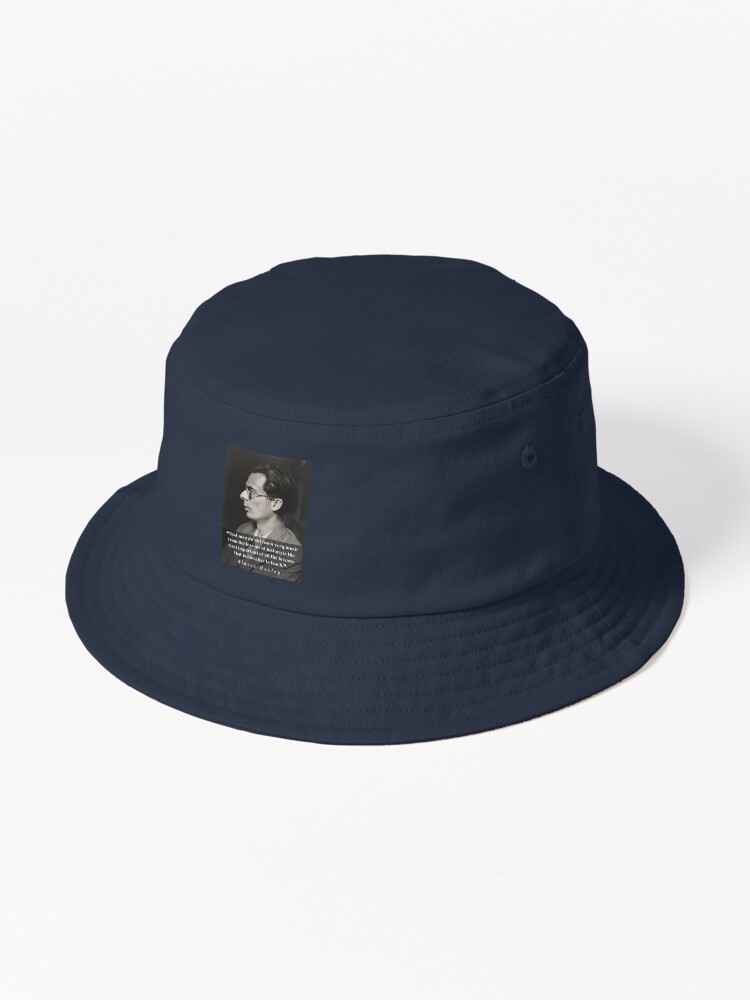 Thumbnail 1 of 6, Bucket Hat, Aldous Leonard Huxley portrait and quote about history: That men do not learn very much from the lessons of history... designed and sold by artbleed.