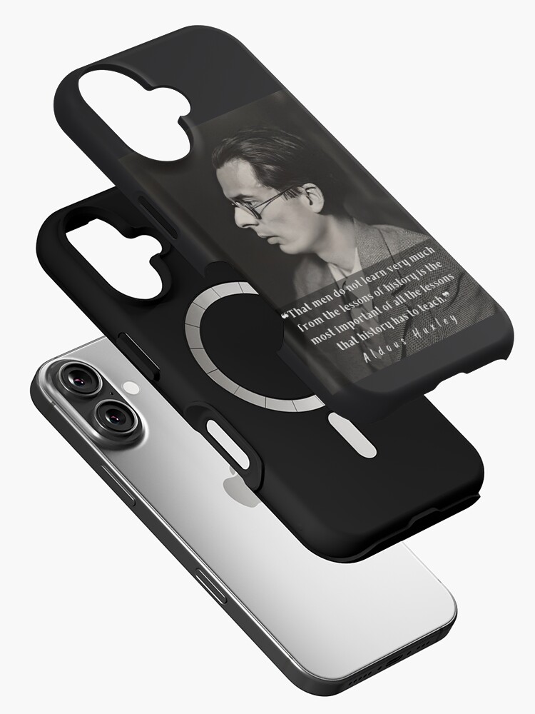 Thumbnail 2 of 4, iPhone Case, Aldous Leonard Huxley portrait and quote about history: That men do not learn very much from the lessons of history... designed and sold by artbleed.