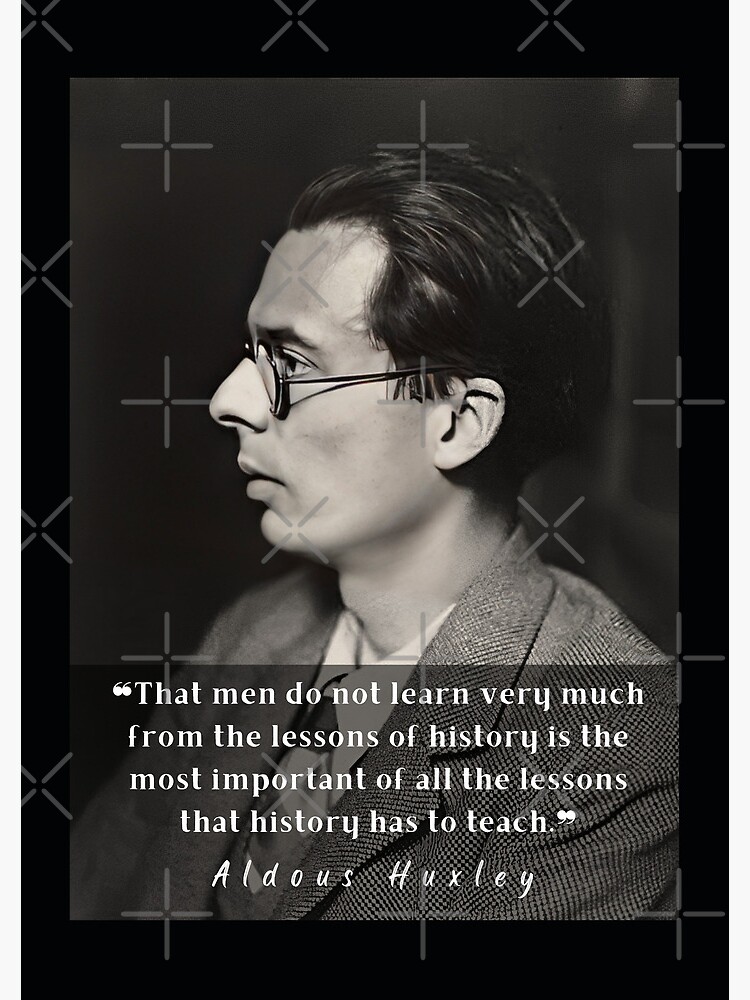 Thumbnail 3 of 3, Journal, Aldous Leonard Huxley portrait and quote about history: That men do not learn very much from the lessons of history... designed and sold by artbleed.