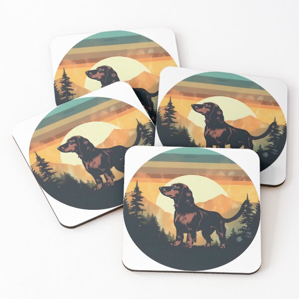 Item preview, Sunset Serenity: Vintage Dachshund Silhouette Amidst Mountain Majesty and Enchanted Forest designed and sold by Studio-Mind.