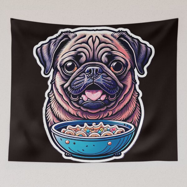 Item preview, Pug & Blue Bowl, designed and sold by CarolineDenaro.