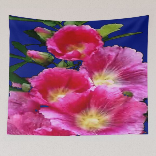 Item preview, ROSE PINK GARDEN HOLLYHOCK FLORALS ART designed and sold by sharlesart.