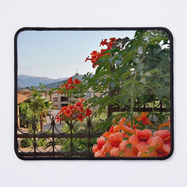 Item preview, Bisacquino view with orange flowers designed and sold by GillianTapping.