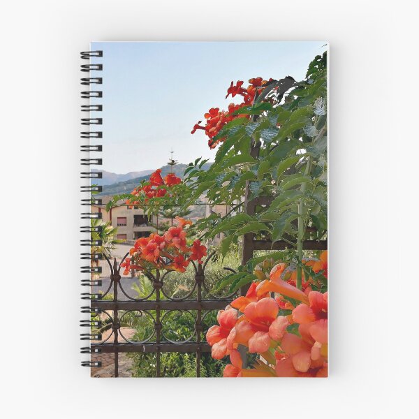 Item preview, Bisacquino view with orange flowers designed and sold by GillianTapping.
