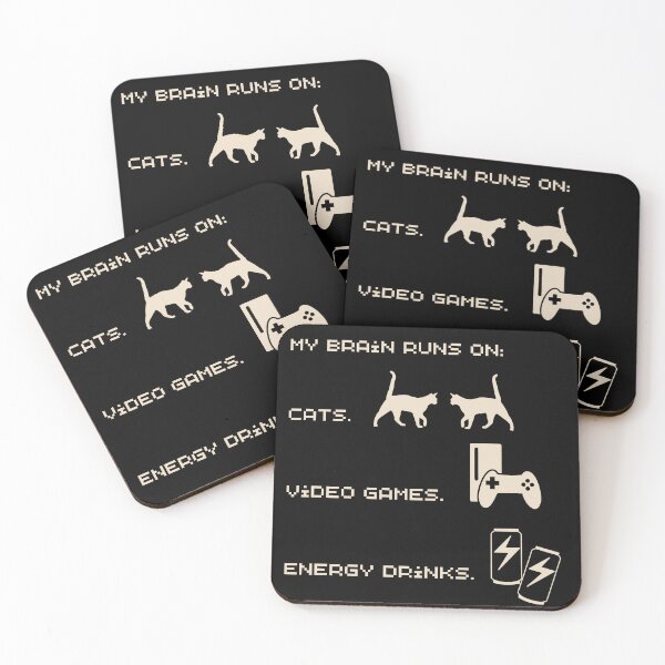 Item preview, My brain runs on cats video games and energy drinks  designed and sold by Alexa Melton.