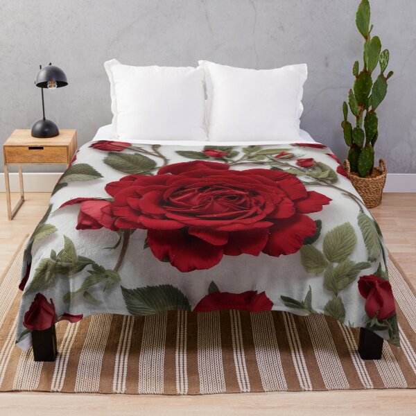 Artikelvorschau, Girly Rose Muster Floral wiederholen rote Rosen Design entworfen und verkauft von TriniTeeClub.