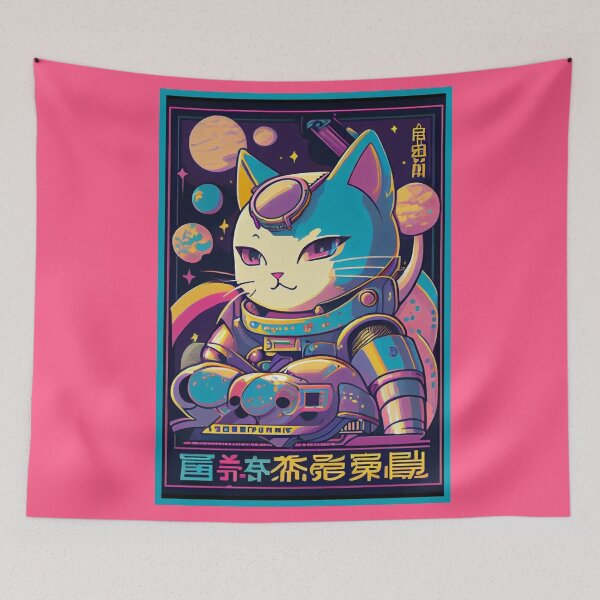Item preview, Gato espacial de anime vintage | Diseño de origen de anime retro de calidad | Chibi Kawaii Manga Arte designed and sold by AlNoah.