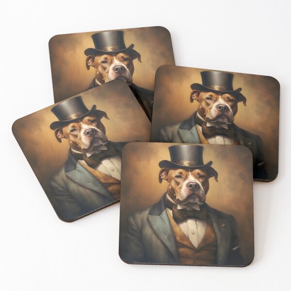 Item preview, Dapper Pitbull Portrait Art designed and sold by ConfettiSkyArt.