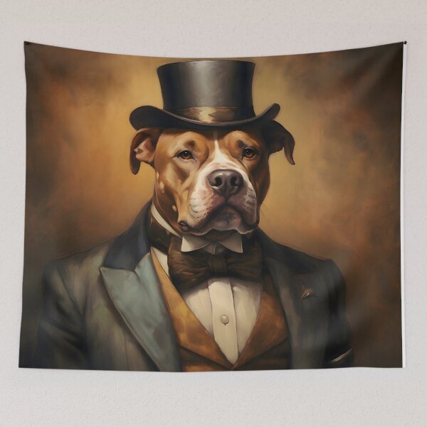 Item preview, Dapper Pitbull Portrait Art designed and sold by ConfettiSkyArt.