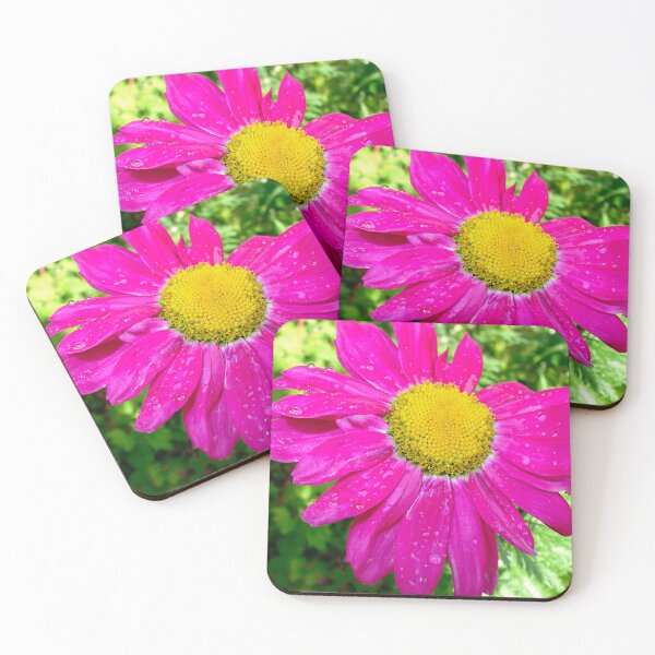 Item preview, Bright pink and yellow daisy in the rain designed and sold by GillianTapping.