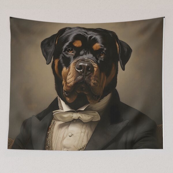 Item preview, Dapper Rottweiler Portrait Art designed and sold by ConfettiSkyArt.