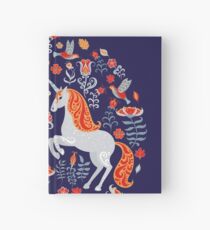 Dekorative Verzierung mit Einhörnern, Vögeln, Kaninchen und Blumen. Notizbuch