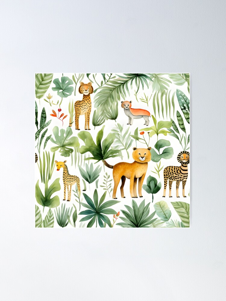 Safari Animals Poster - Animal prints for nursery