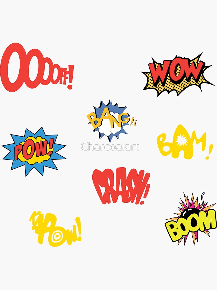 Classic Comic Font Speech Bubble Stickers Sticker for Sale by Charcoalart