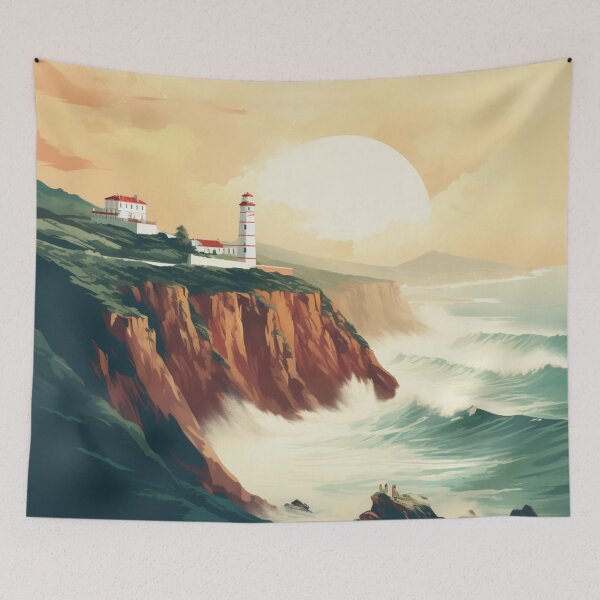 Item preview, A Vintage Travel Illustration of Nazare - Portugal designed and sold by GoodOldVintage.
