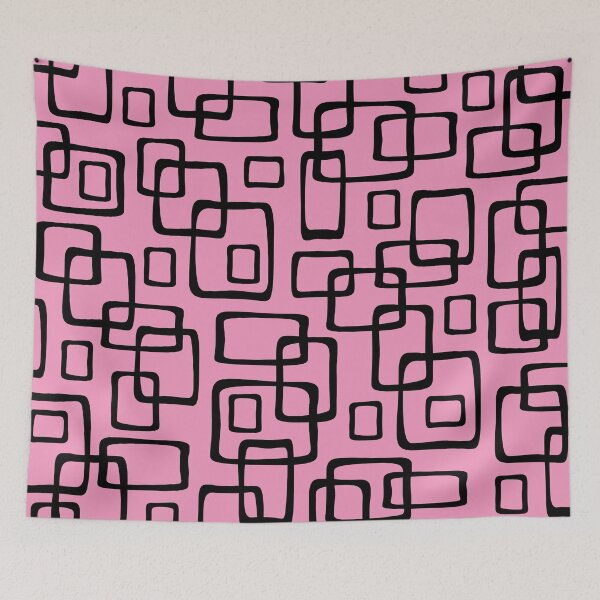 Item preview, Retro Mid Century Modern Geometric Abstract 638 Black and Pink designed and sold by tonymagnerart.