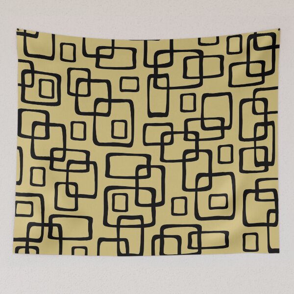 Item preview, Retro Mid Century Modern Geometric Abstract 640 Black and Gold designed and sold by tonymagnerart.