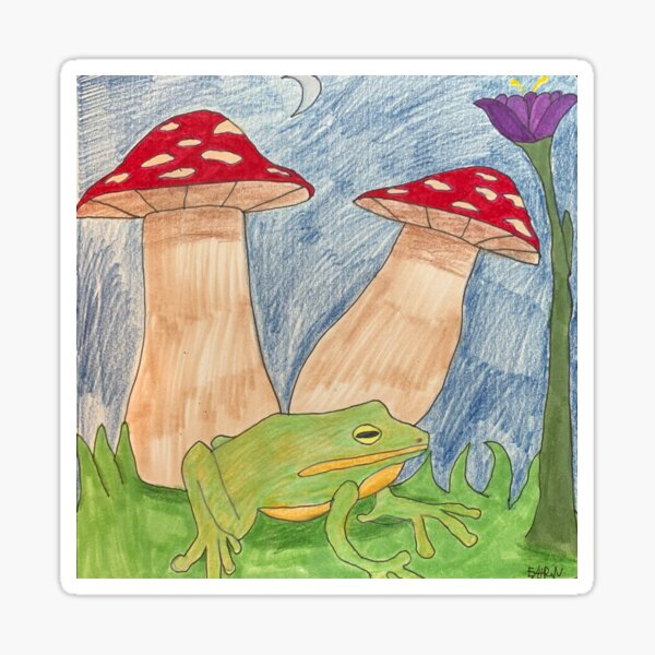 Mushrooms & Frog Sticker