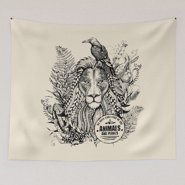 Item preview, Lion and raven with plants designed and sold by JamajkaArtist.