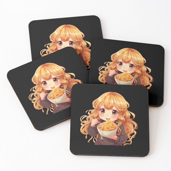 Item preview, Kawaii girl eating spaghetti designed and sold by Mateusz Majcherek.