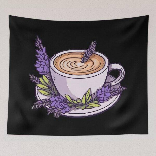 Item preview, lavender oat milk latte | subtle queer / wlw | Vintage retro traditional tattoo art (Black) designed and sold by QinkQueerTats.