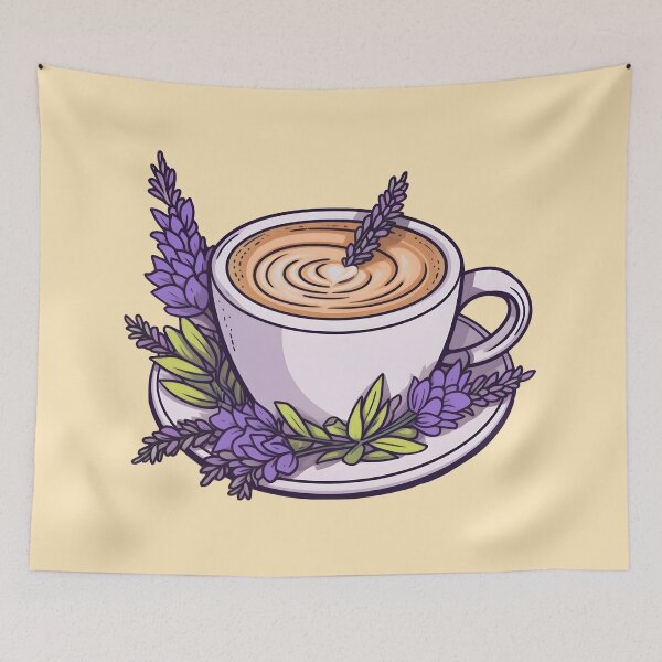 Item preview, lavender oat milk latte | subtle queer / subtle wlw | Vintage retro traditional tattoo art (beige) designed and sold by QinkQueerTats.