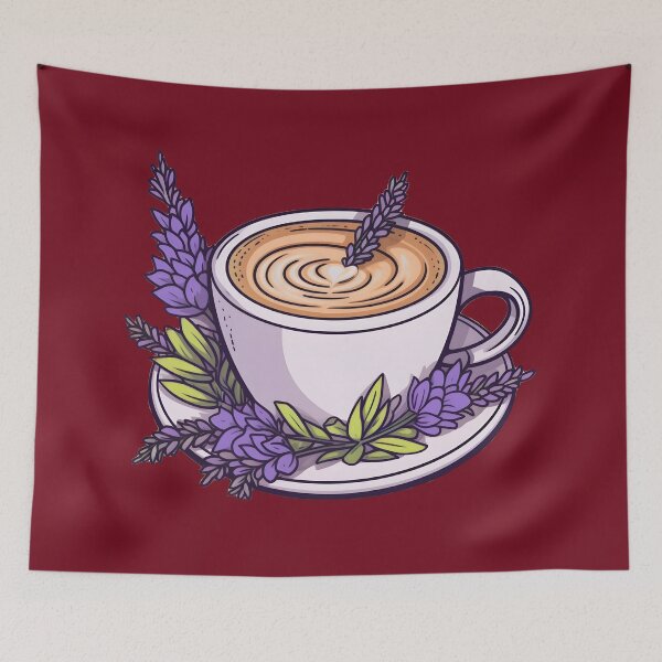 Item preview, lavender oat milk latte | subtle queer / wlw | Vintage retro traditional tattoo art (Dark red) designed and sold by QinkQueerTats.