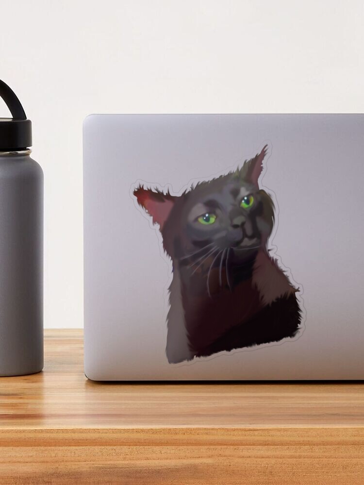 Cute Black Cat Sticker - Sticker Graphic - for Water Bottles Laptop Meme  Water