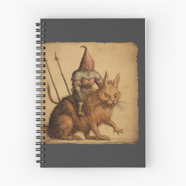 Item preview, caballero medieval en un enorme y gracioso conejito o gato feo designed and sold by Capictures.