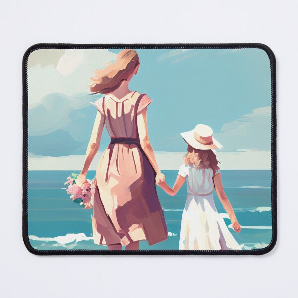 Item preview, Mum and daughter walk on the beach designed and sold by JadesignFang.