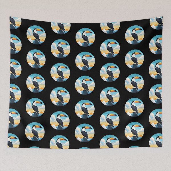 Item preview, Tucan Bird Sky Cloudy Cloudscape Circle designed and sold by LudwikeArts.