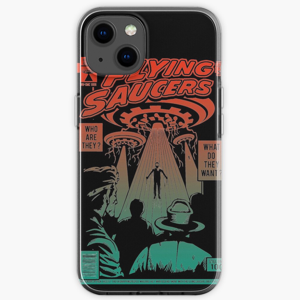 Flying Saucer UFO Aliens Area 51 Space Comic Book Vintage Retro iPhone Case