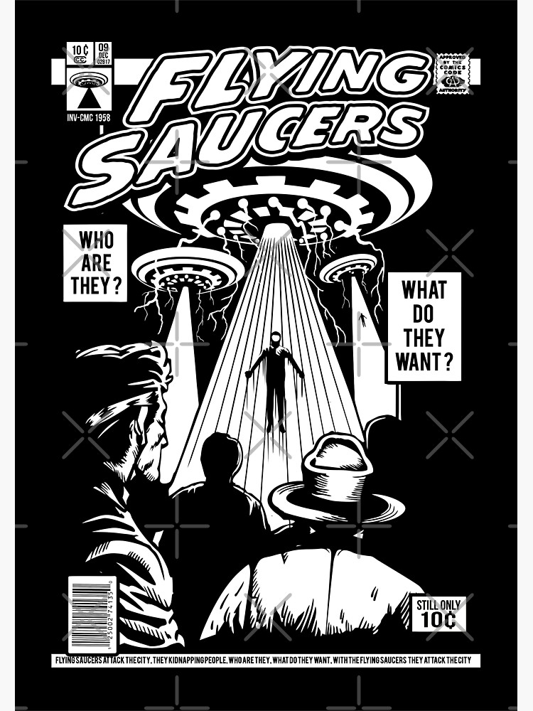 Flying Saucer UFO Aliens Area 51 Space Comic Book Vintage Retro by thespottydogg