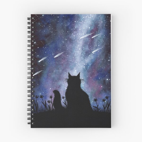Item preview, Cat Silhouette with Falling Stars designed and sold by dragonstarart.