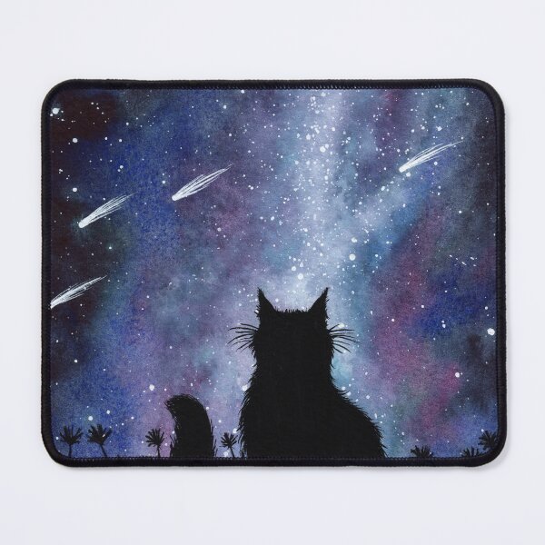 Item preview, Cat Silhouette with Falling Stars designed and sold by dragonstarart.