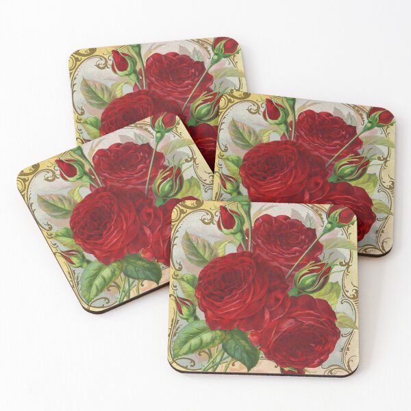 Item preview, Vintage red rose digital print designed and sold by dcrc.