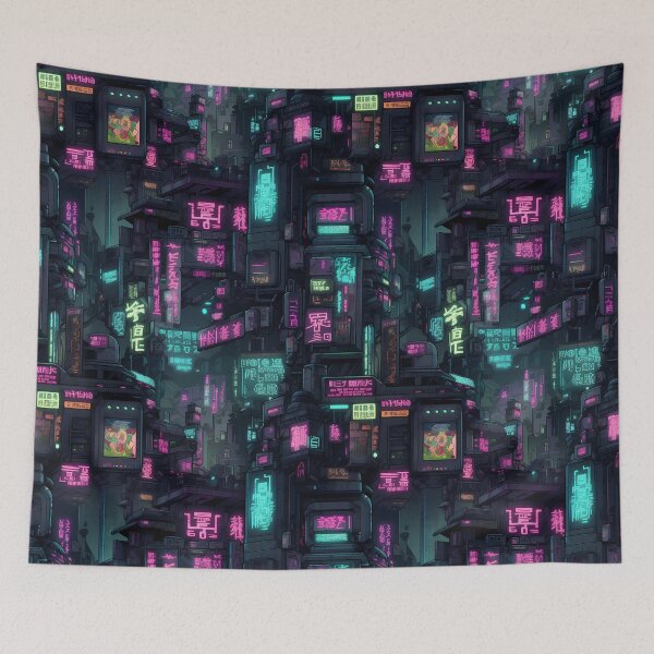 Item preview, Cyberpunk Future Cityscape Pattern designed and sold by SchorlCraft.