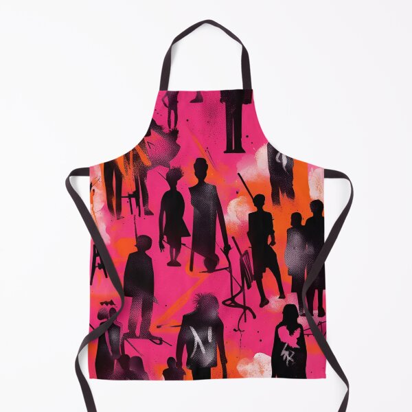 Item preview, Black Silhouettes on a pink and orange background - grungy and graffiti like designed and sold by SirenSeventyOne.