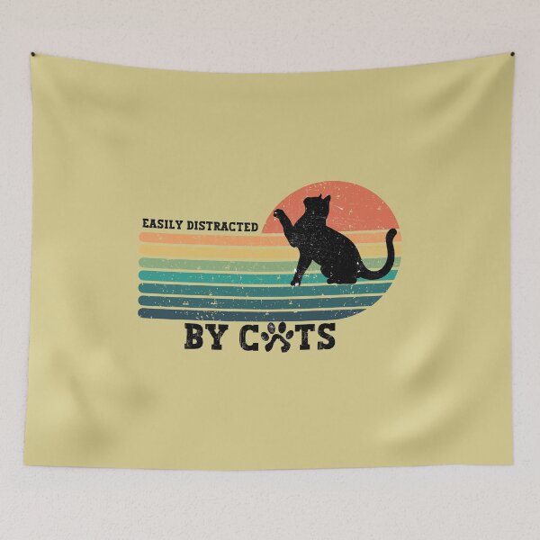 Item preview, Easily Distracted By Cats - Retro Cat for Cats Lovers designed and sold by AITeeGenius.