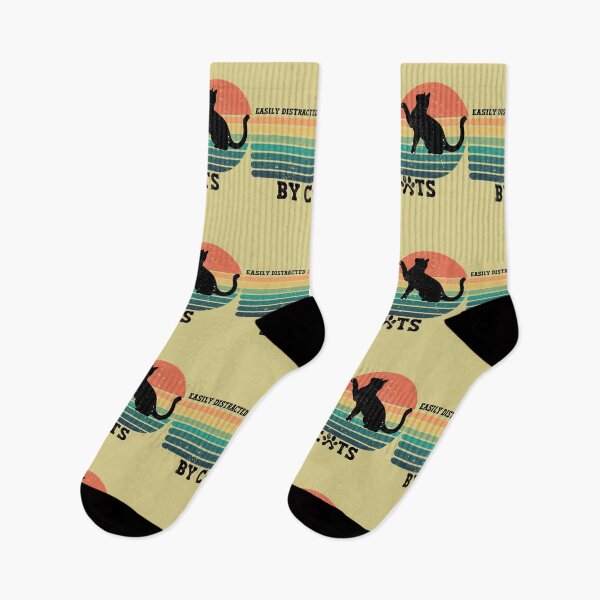 Item preview, Easily Distracted By Cats - Retro Cat for Cats Lovers designed and sold by AITeeGenius.