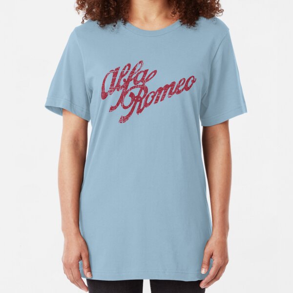 Alfa Romeo Script - Classic Distressed Look Slim Fit T-Shirt