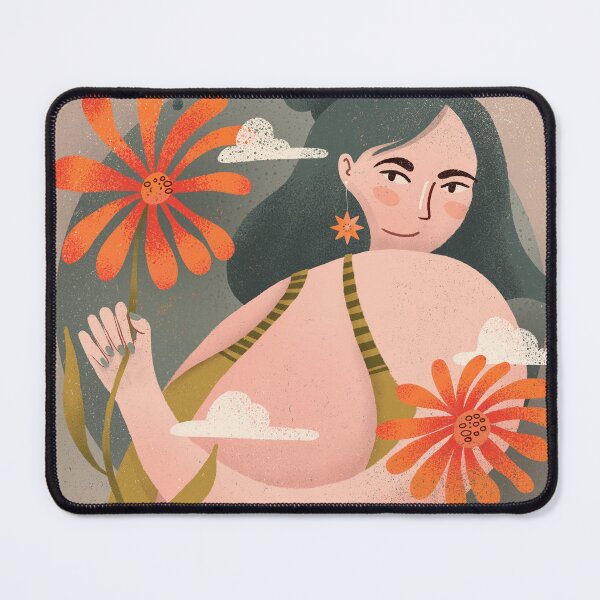 Item preview, Woman in swimsuit with flowers looks over shoulder designed and sold by Karen Strempel.