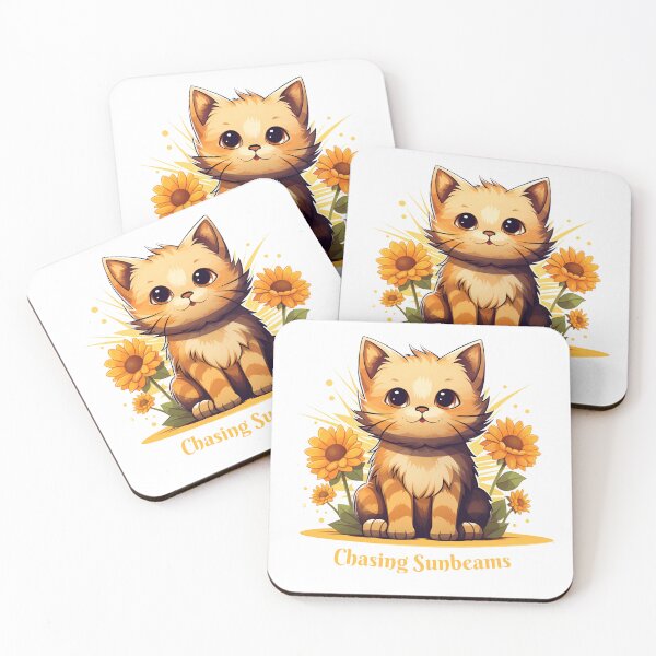 Item preview, Cat Sunflower Chasing Sunbeams Cute designed and sold by PlayfulPencil.