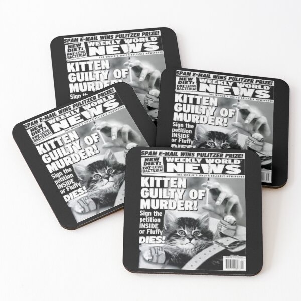 Item preview, Kitten guilty of murder bizarre odd strange feline kitty cat accessories enquire magazine article we designed and sold by CatharineSchell.