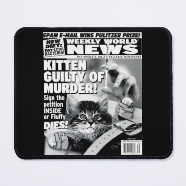 Item preview, Kitten guilty of murder bizarre odd strange feline kitty cat accessories enquire magazine article we designed and sold by CatharineSchell.