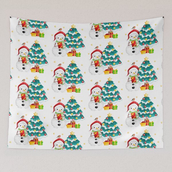Item preview, Cute Watercolor Christmas Snowman and Christmas Tree designed and sold by silviaol.