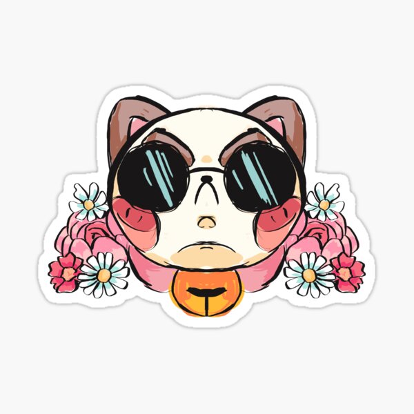 cute angry kitty with flowers Sticker