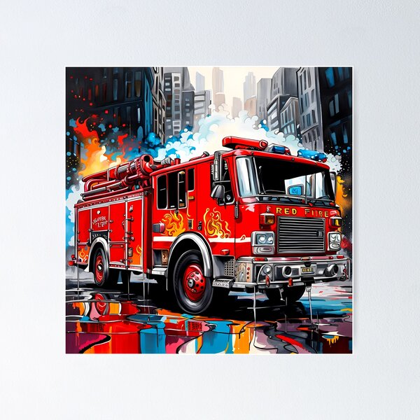 Item preview, Pop Art Fire Engine designed and sold by DakotaInspired.