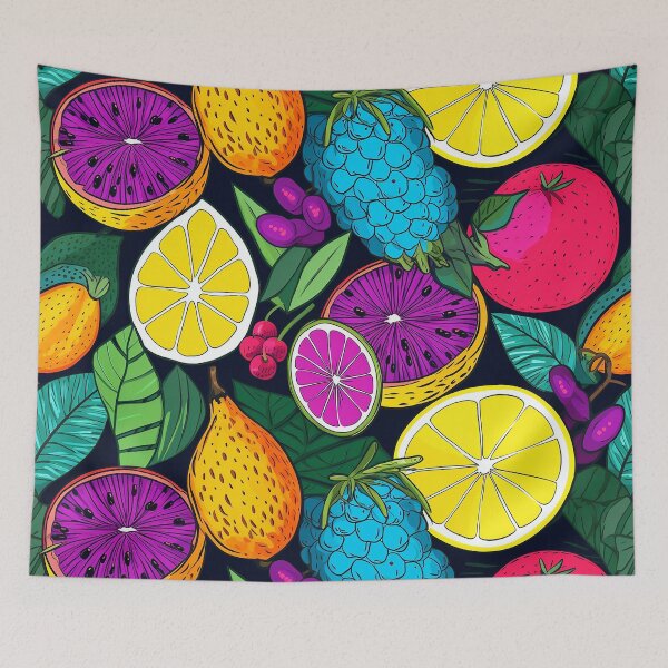 Item preview, Neon Fruit Pattern and 4k Painting of Fruit Pattern designed and sold by MapleTArts.