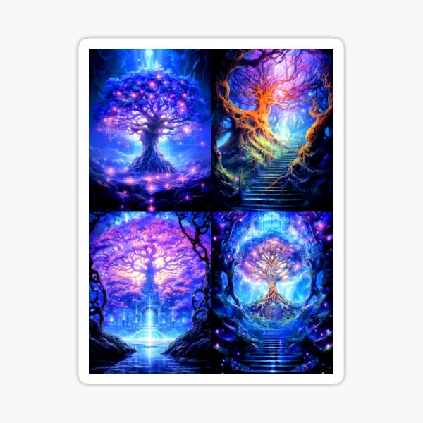 #14 forest, flowers, mushroom, castle, magic, fairy, portal Sticker